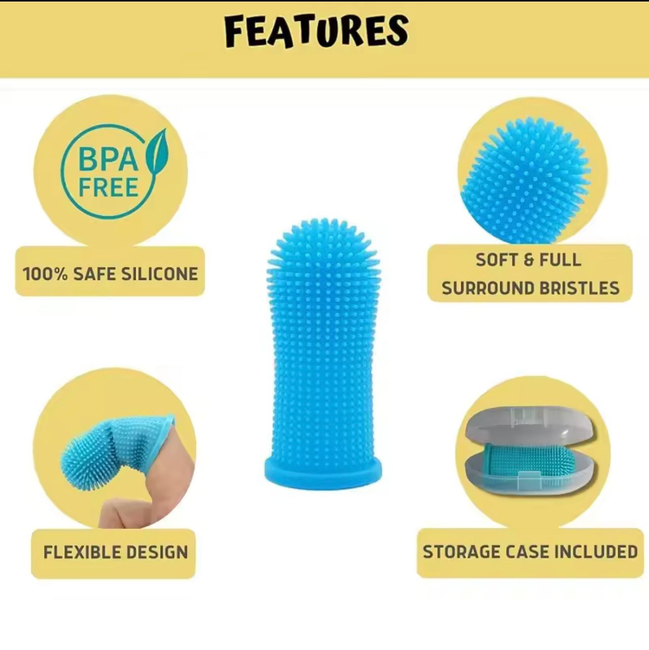 Soft Silicone Pet Finger Toothbrush – Dog & Cat Teeth Cleaning & Breath Care Tool