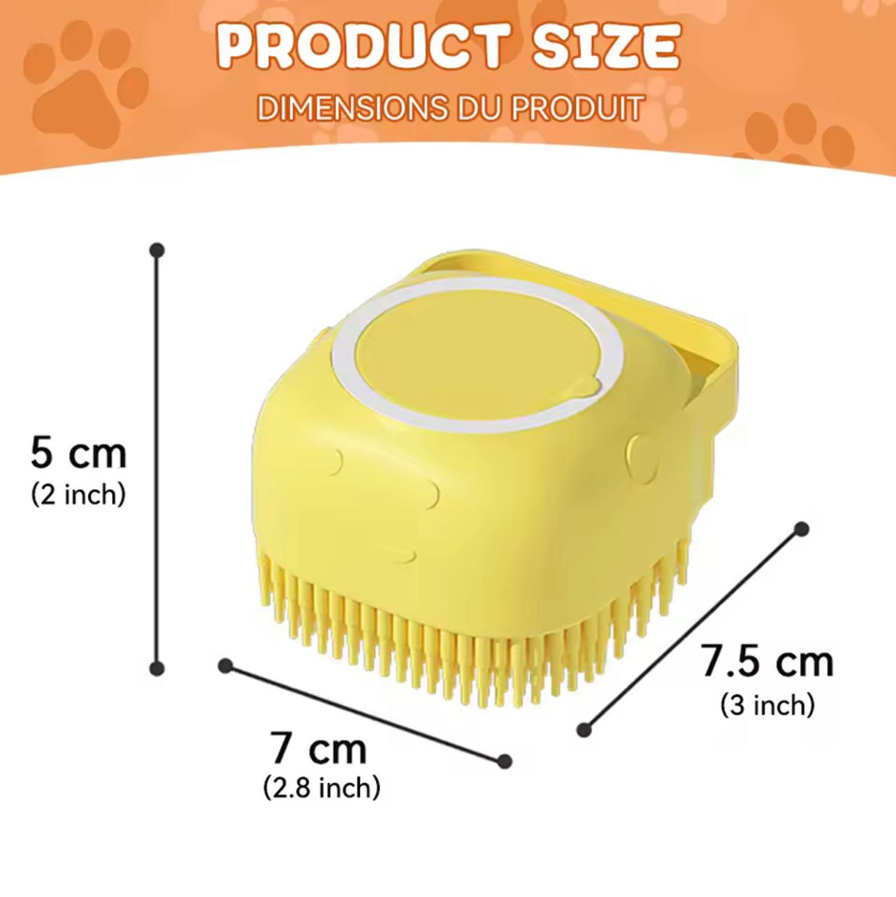 2-in-1 Pet Bathing Brush with Shampoo Dispenser – Soft Silicone Dog & Cat Grooming & Massage Tool