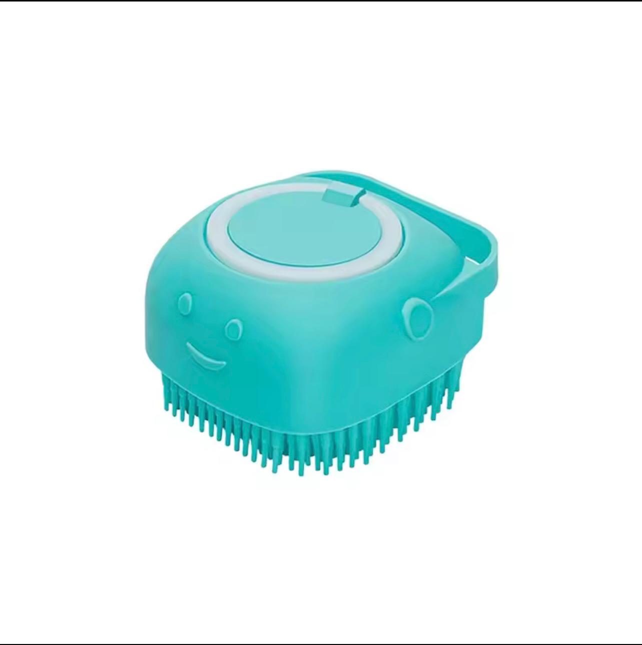 2-in-1 Pet Bathing Brush with Shampoo Dispenser – Soft Silicone Dog & Cat Grooming & Massage Tool