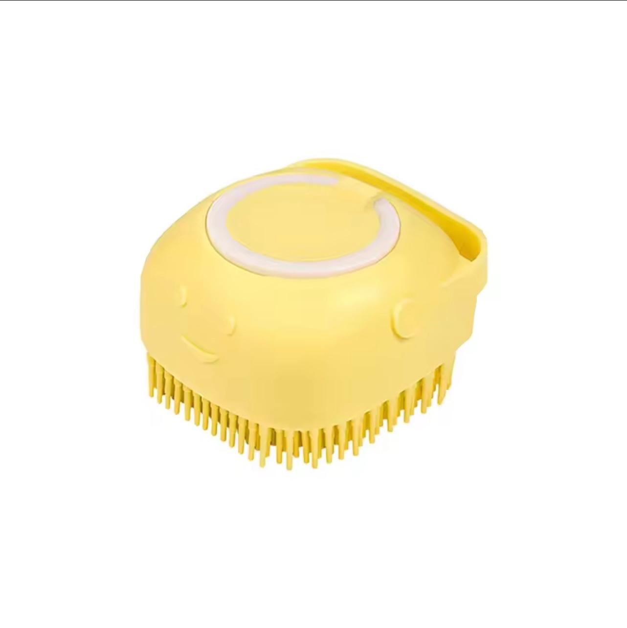 2-in-1 Pet Bathing Brush with Shampoo Dispenser – Soft Silicone Dog & Cat Grooming & Massage Tool