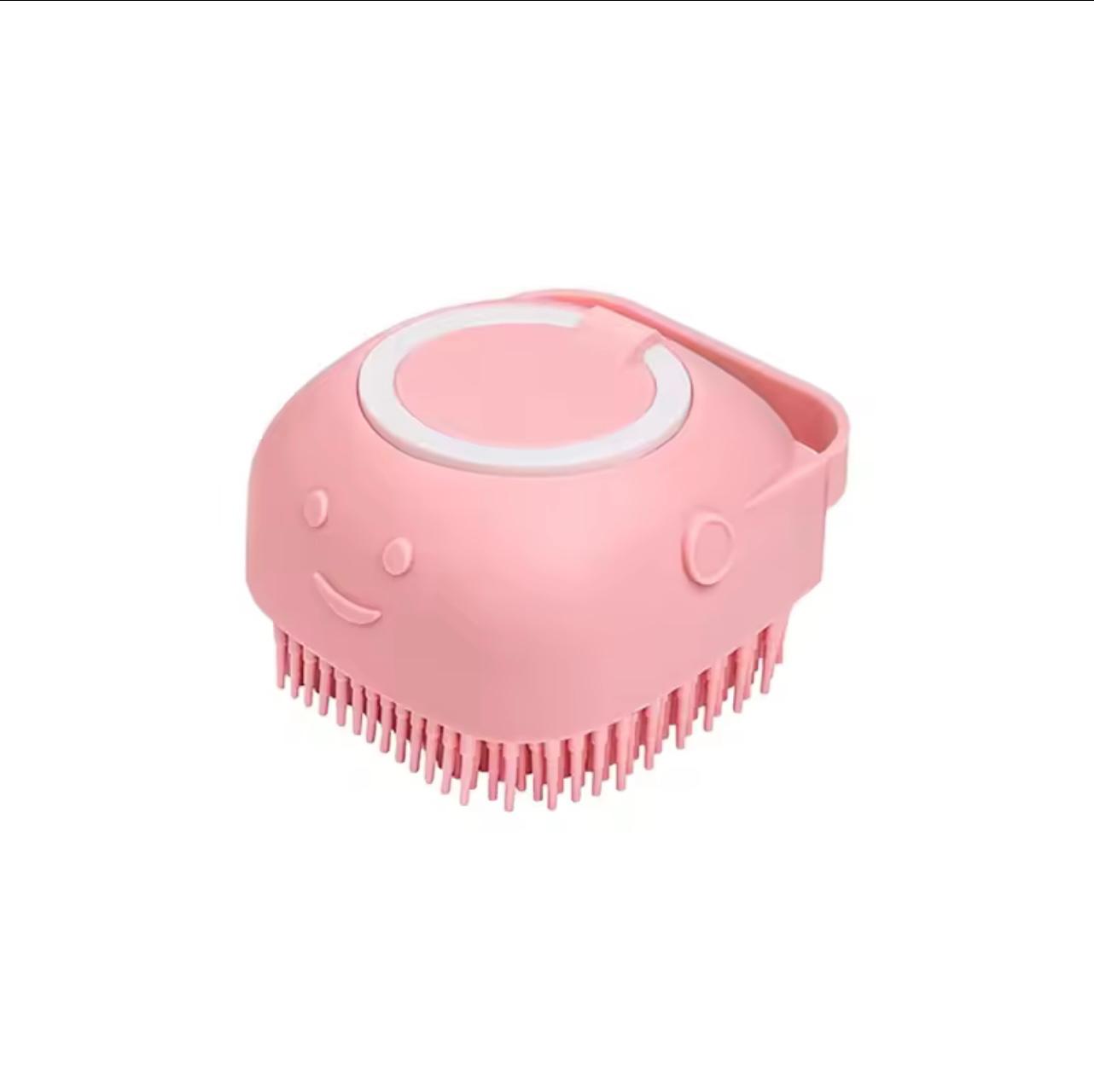 2-in-1 Pet Bathing Brush with Shampoo Dispenser – Soft Silicone Dog & Cat Grooming & Massage Tool