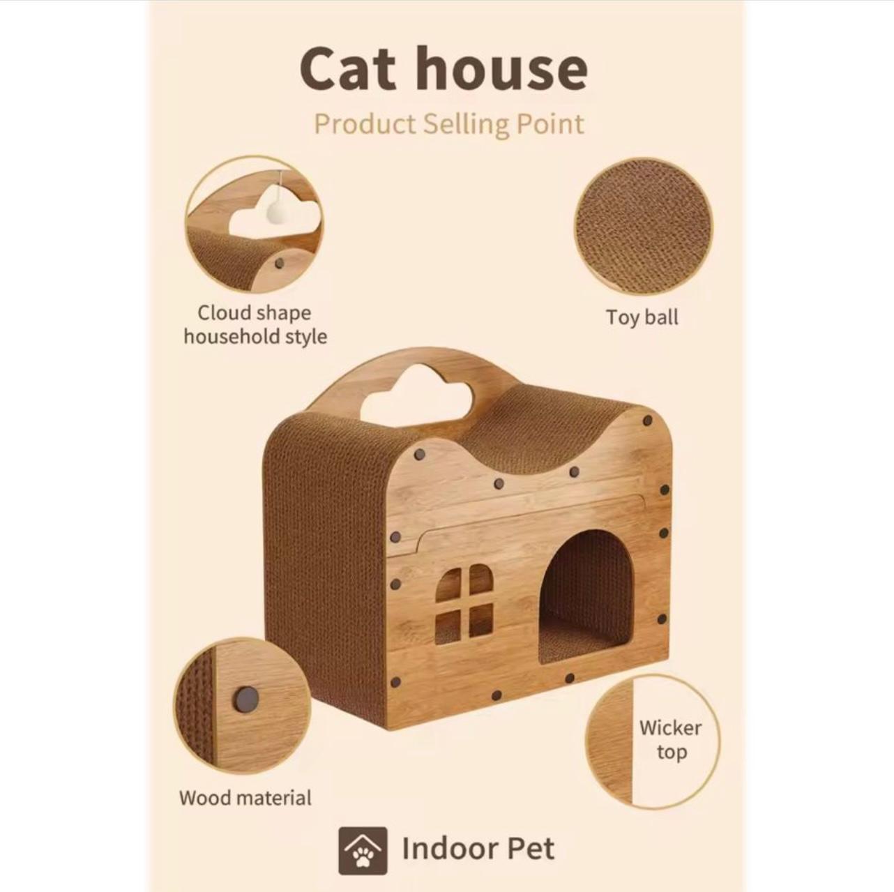 Spacious Multi-Level Cat House Condo with Scratching Boards & Play Balls – Indoor & Outdoor Cat Shelter